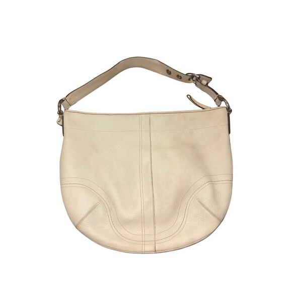 Coach Vintage Y2K Hobo Shoulder Handbag Moon Shaped Ivory Pebble Leather K0751 - Picture 1 of 7